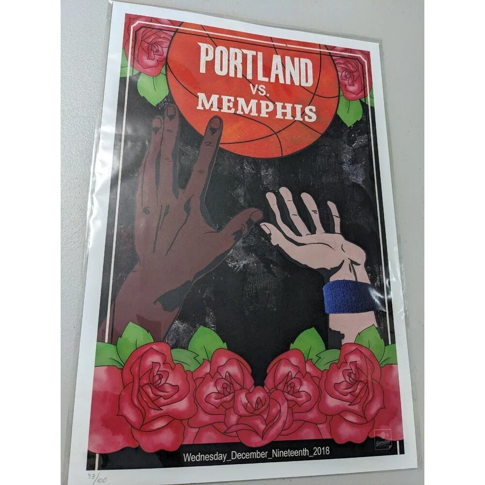 Portland Trailblazers Gameday Poster‎ 33/100 Memphis Grizzlies Blazers 12-19-18